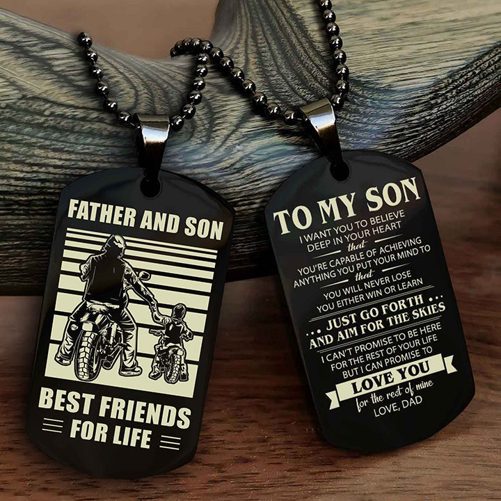 DRB Double Sided Dog Tag Father And Son Best Friend For Life - Gift For Son Just Go Forth And Aim For The Skies