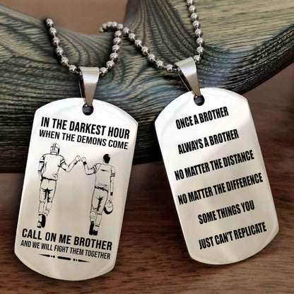 Customizable engraved dog tag double sided gift from brother Once A Brother Always A Brother
