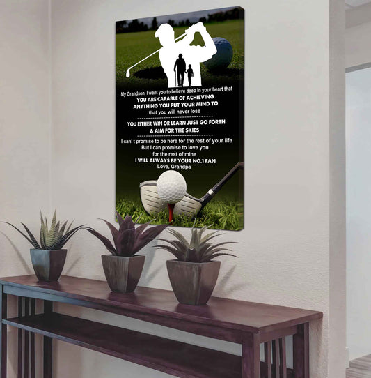 American Football Poster Canvas Granpa To Grandson - That You Will Never Lose You Either Win Or Learn I Will Always Your No 1 Fan