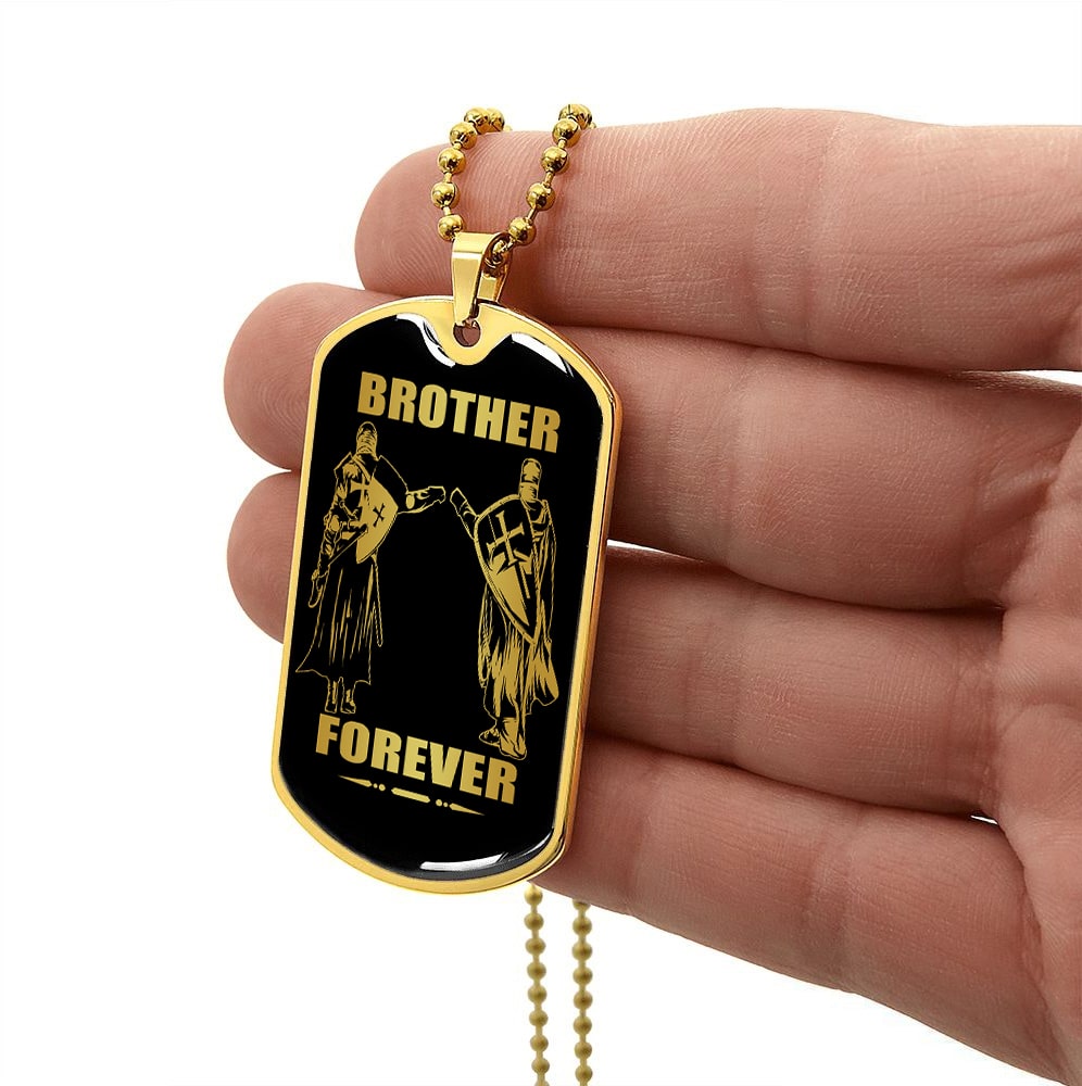 Viking-Military Chain (18K Gold Plated)-gifts from brother, n the darkest hour, When the demons come call on me brother and we will fight them together