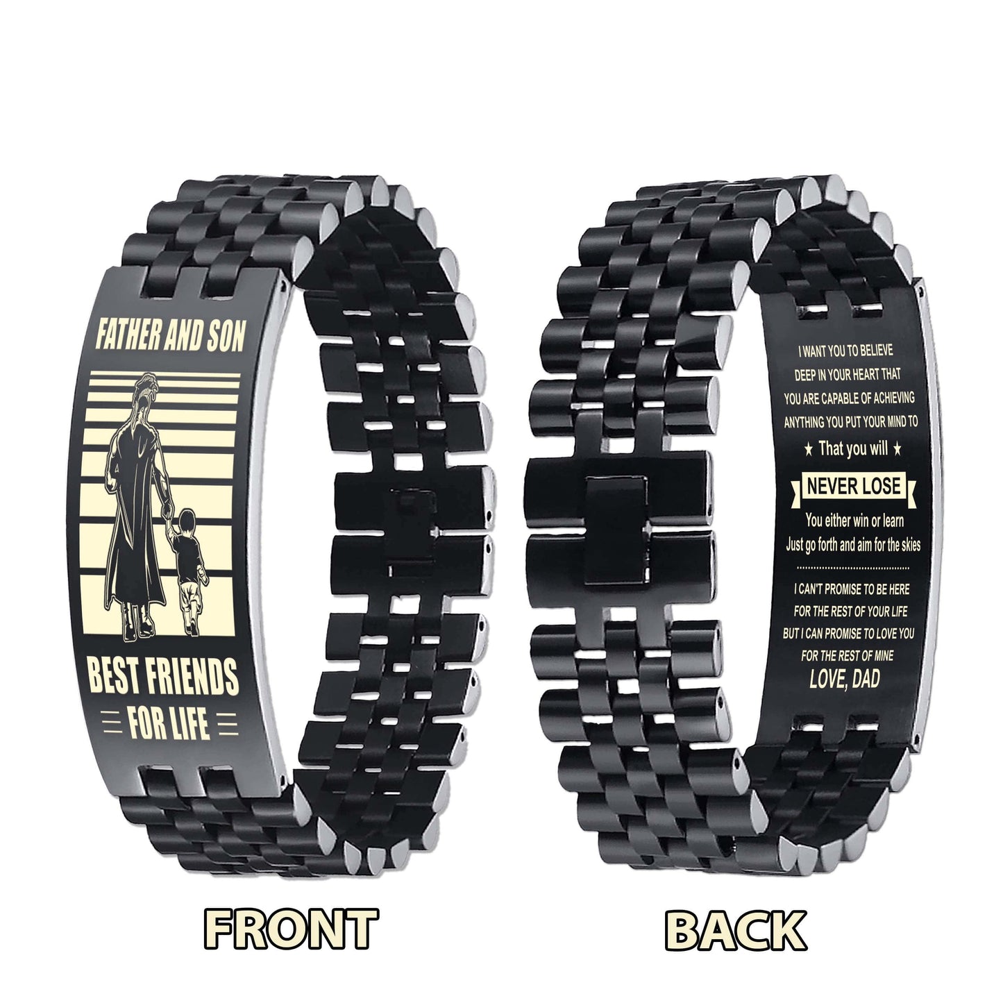 Viking STO Personalized Double Sided Bracelet Father And Son Best Friends For Life - Message on the back side