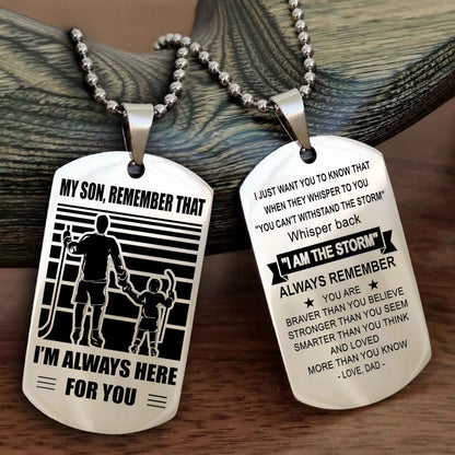 DRB Personalized Double Sided Dog Tag My Son Remember That I Will Always Here Whisper Back I Am The Storm