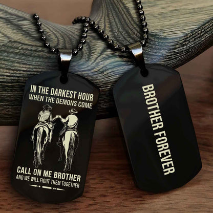 DRB Customizable engraved black dog tag double sided gift from brother, brother forevers