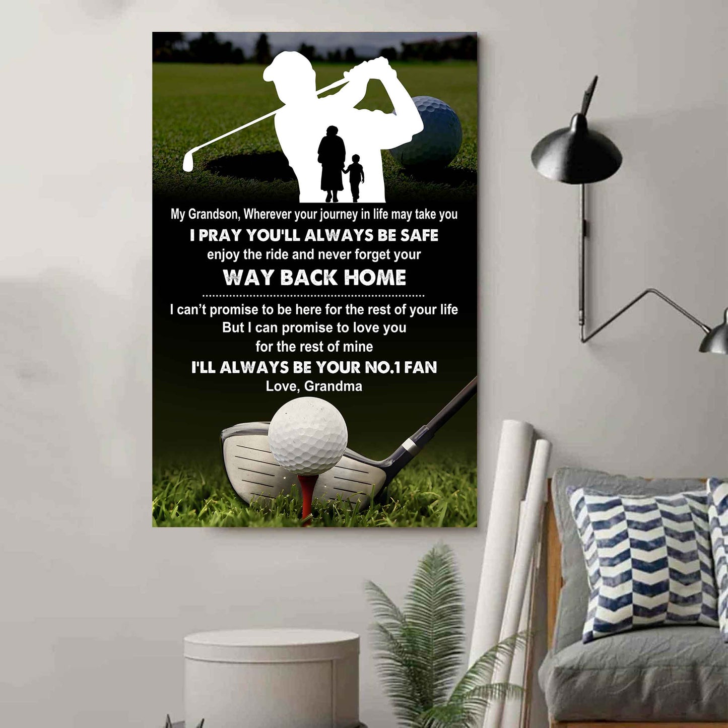American Football Poster Canvas Grandma To Grandson - Never Forget Your Way Back Home I Will Always Your No 1 Fan