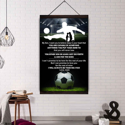 Sport Poster Canvas Mom To Son - You Will Never Lose You Either Win Or Learn I Will Always Your No 1 Fan