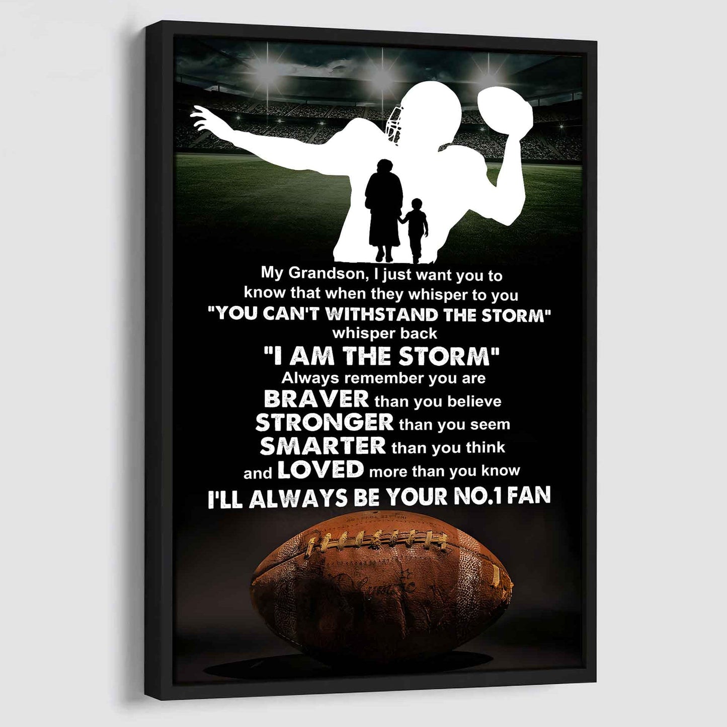 Soccer Poster Canvas Grandma To Grandson - Whisper Back I Am The Storm I Will Always Your No 1 Fan
