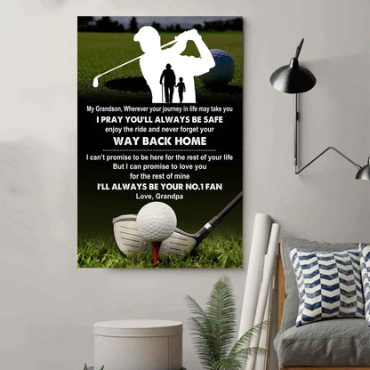 Hockey Poster Canvas Grandpa To Grandson - Never Forget Your Way Back Home I Will Always Your No 1 Fan