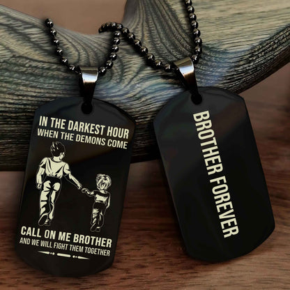 DRB Customizable engraved black dog tag double sided gift from brother, brother forevers