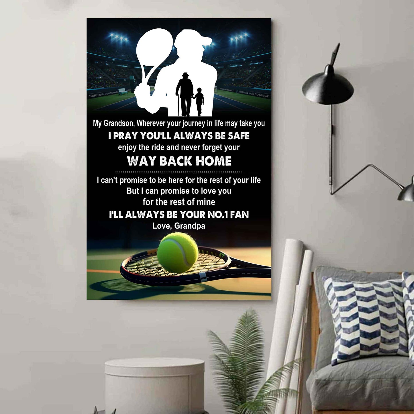 Hockey Poster Canvas Grandpa To Grandson - Never Forget Your Way Back Home I Will Always Your No 1 Fan