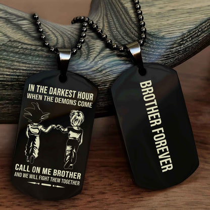 Biker Customizable engraved black dog tag double sided gift from brother, brother forevers