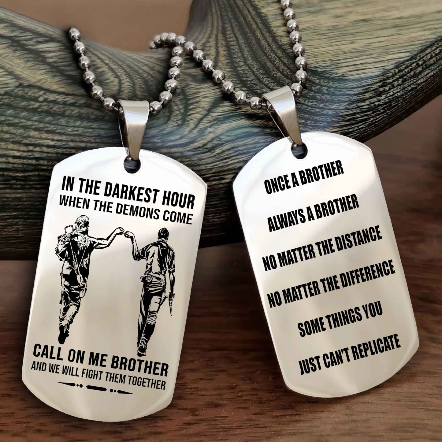 Customizable engraved dog tag double sided gift from brother Once A Brother Always A Brother