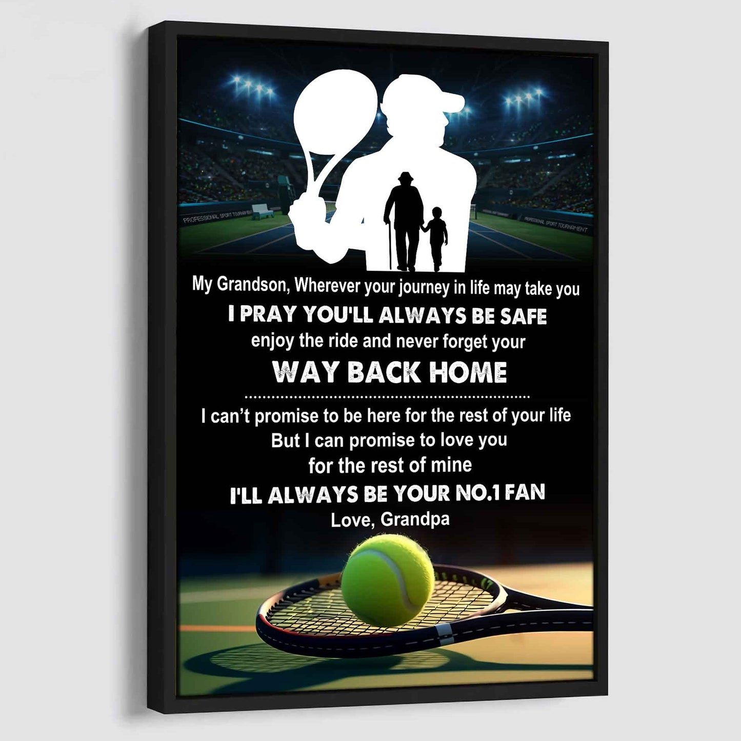 American Football Poster Canvas Grandpa To Grandson - Never Forget Your Way Back Home I Will Always Your No 1 Fan