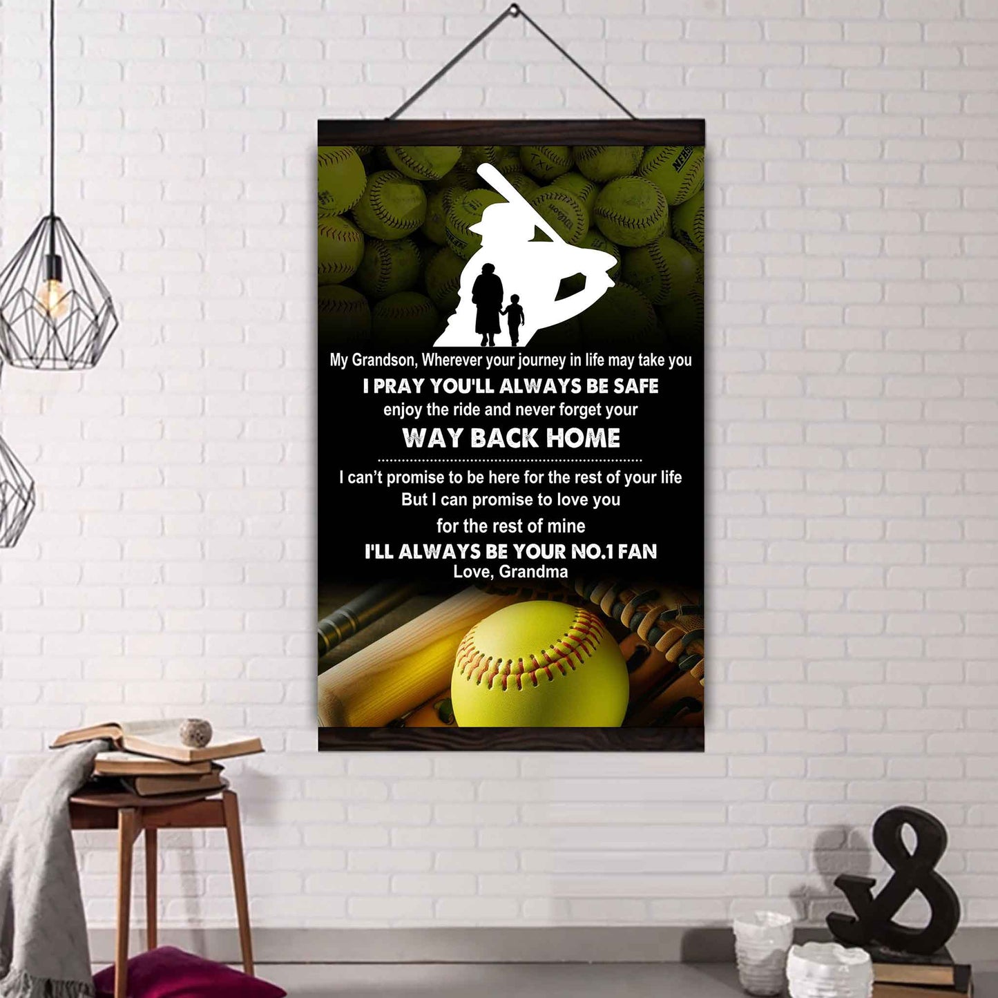 American Football Poster Canvas Grandma To Grandson - Never Forget Your Way Back Home I Will Always Your No 1 Fan