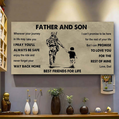 FAMILY-PHOTO UPLOAD Father And Daughter Best Friends For Life - Ver 2 Never Forget Your Way Back Home Poster Canvas Gift For Son From Father