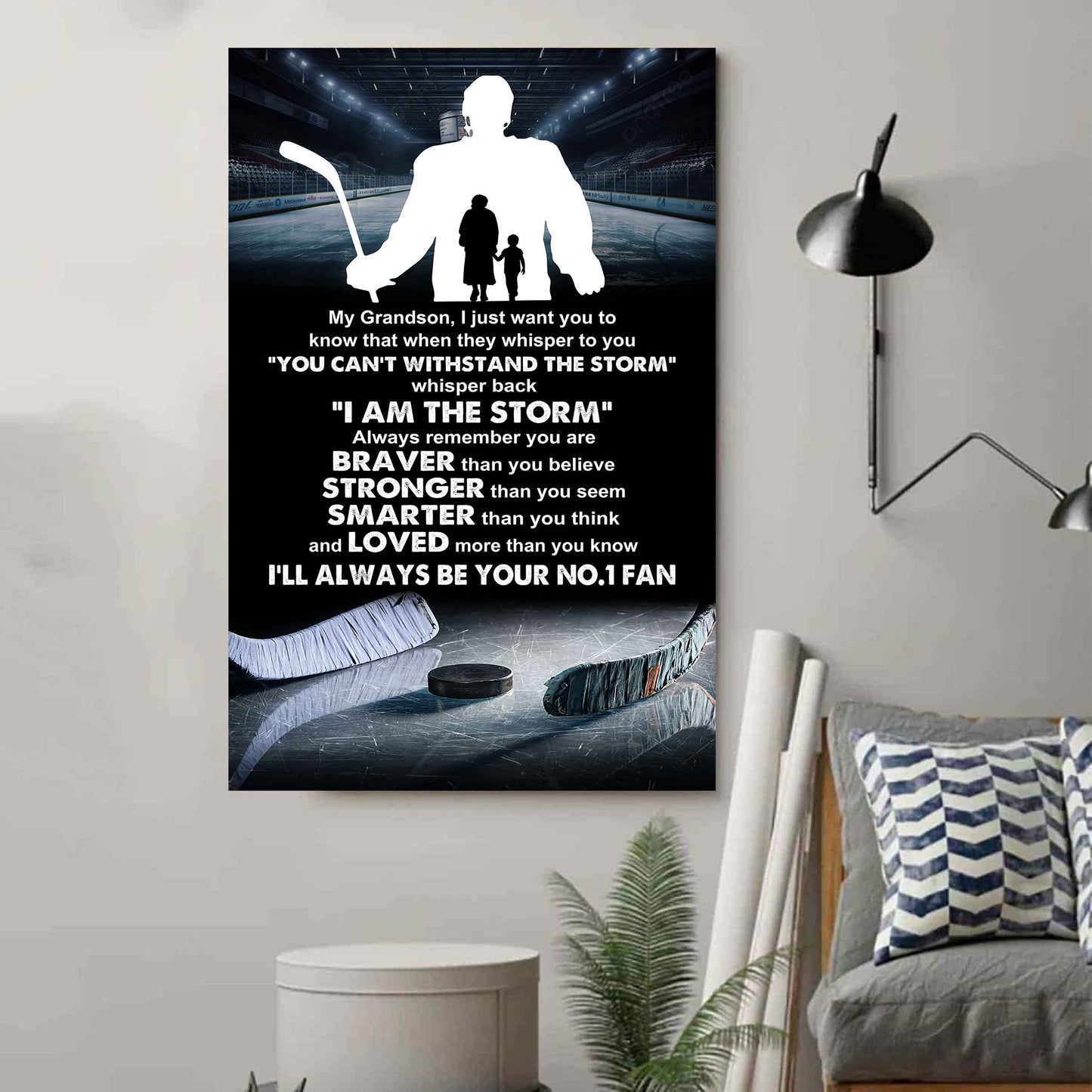 American Football Poster Canvas Grandma To Grandson - Whisper Back I Am The Storm I Will Always Your No 1 Fan