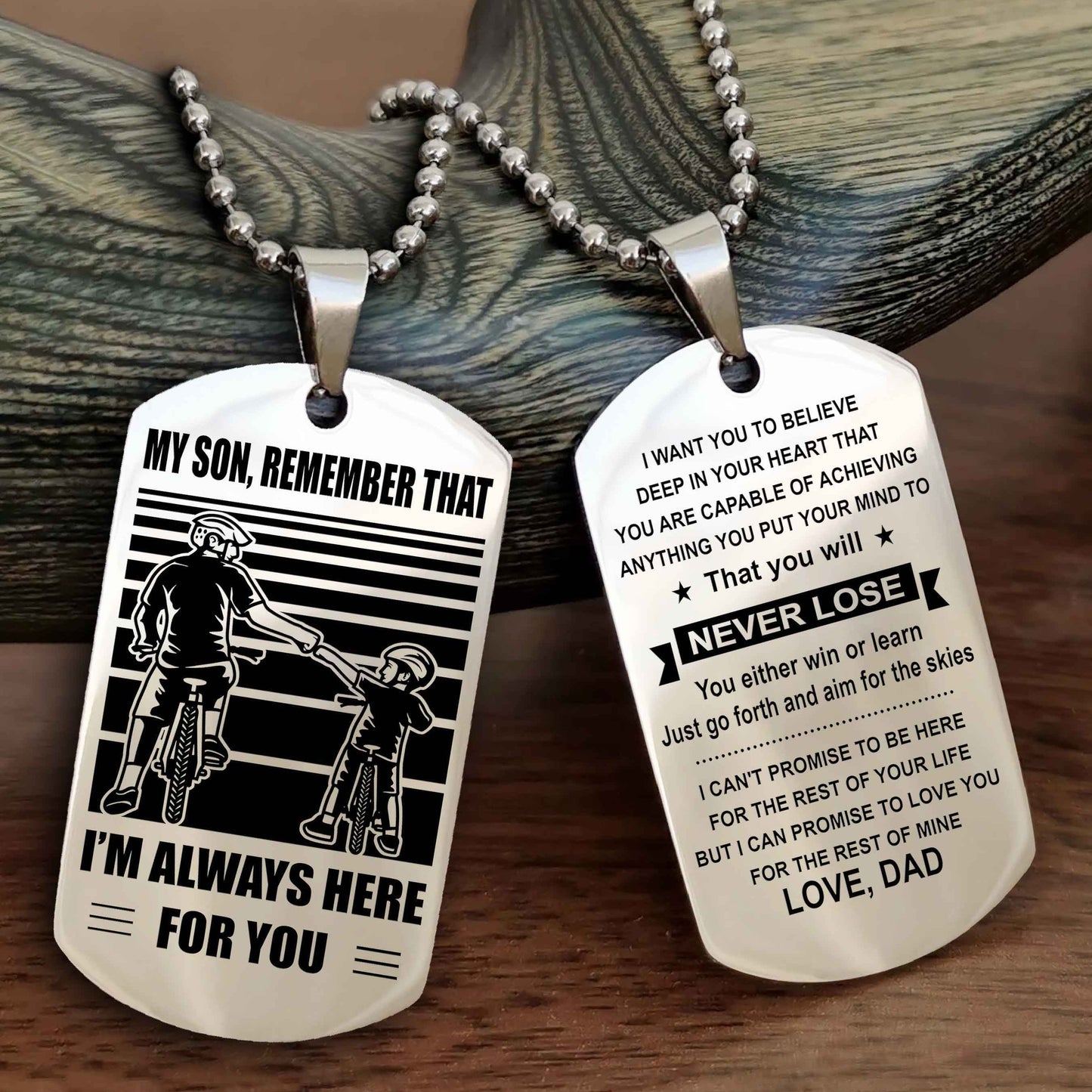 DRB Personalized Double Sided Dog Tag My Son Remember That I Will Always Here You Will Never Lose You Either Win Or Learn