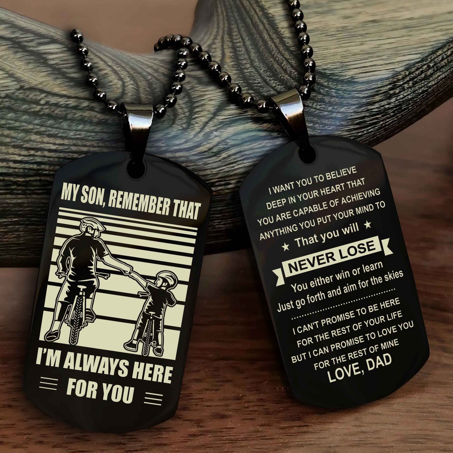 DRB Personalized Double Sided Dog Tag My Son Remember That I Will Always Here You Will Never Lose You Either Win Or Learn
