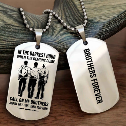 Brotherhood Dog Tag Necklace – Custom Engraved, Double-Sided Gift for Brothers