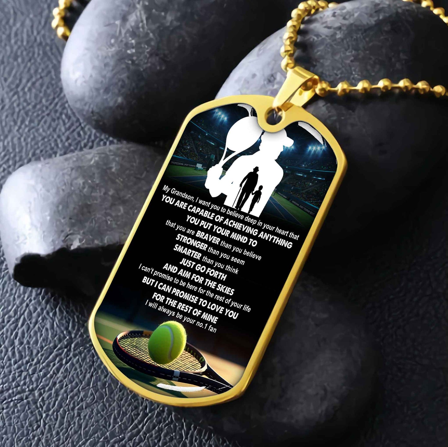 Sport Military Chain 18K Gold Plated Silver Plated To My Grandson From Grandpa Motivation Message I Will Always Be Your No 1 Fan