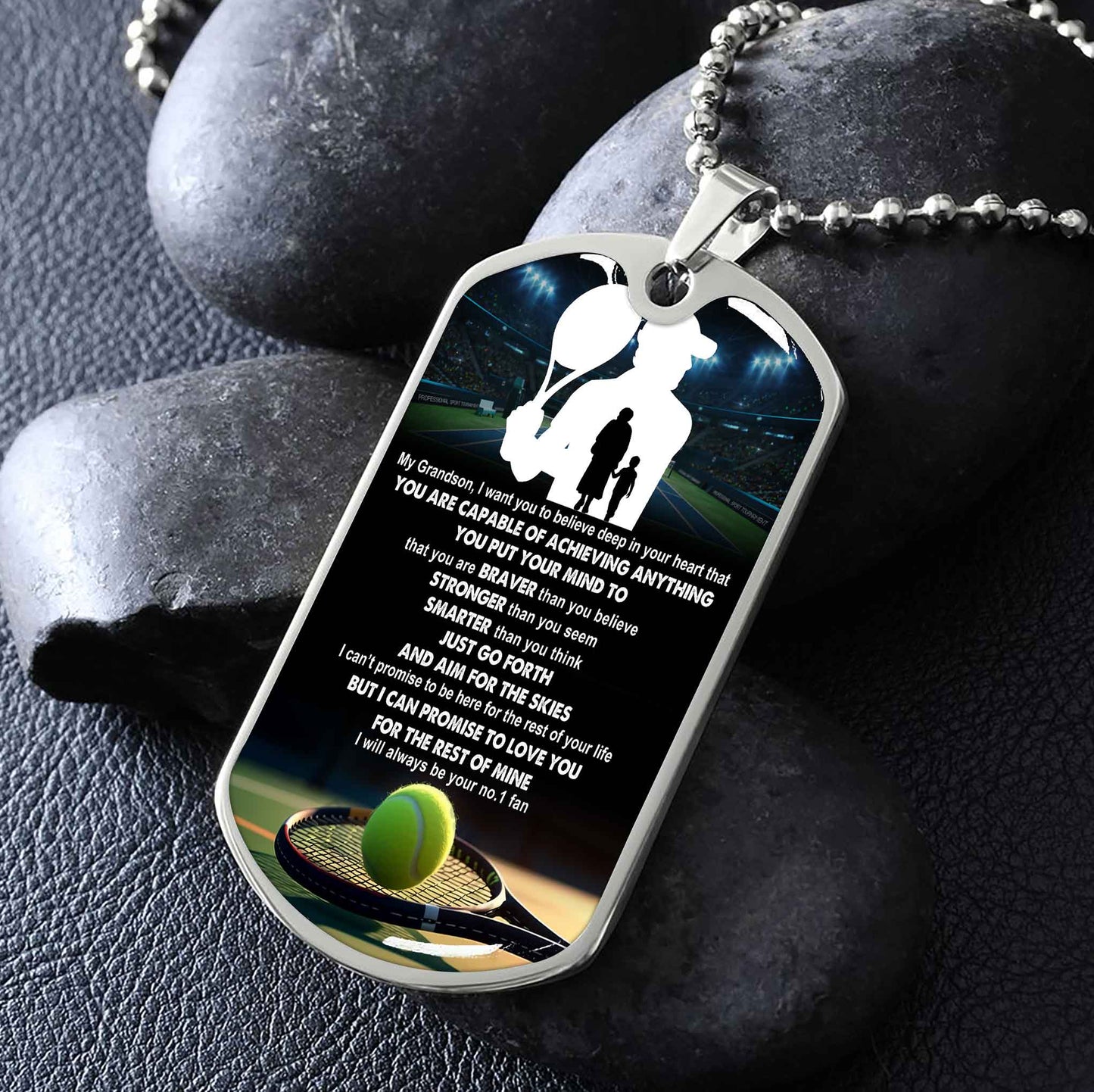 Sport Military Chain 18K Gold Plated Silver Plated To My Grandson From Grandma Motivation Message I Will Always Be Your No 1 Fan