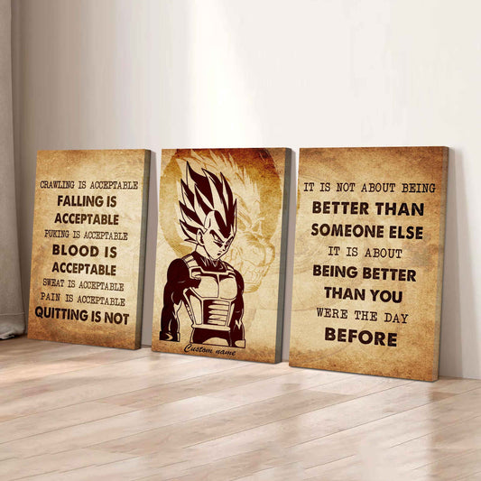No Quitting – DRB VGT Warrior Mindset | 3-Piece Motivational Canvas Wall Art