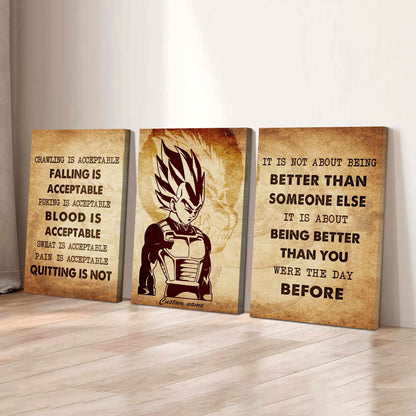 No Quitting – DRB GK Warrior Mindset | 3-Piece Motivational Canvas Wall Art