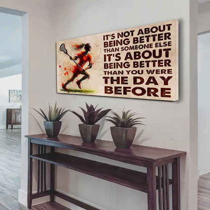 Water Color Woman Basketball Poster Canvas It Is Not About Being Better Than Someone Else Gift For Your Loving Woman