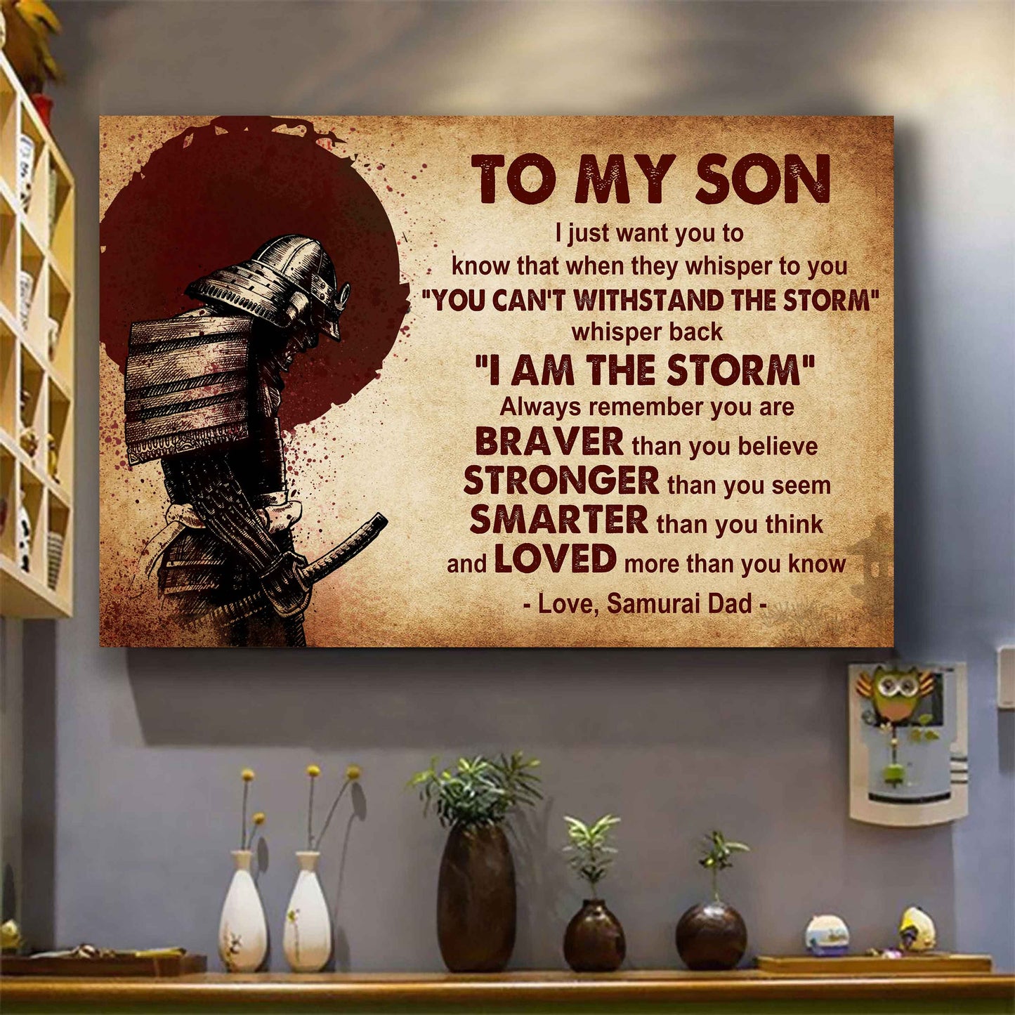 Spartan Poster Canvas Whisper Back I'm The Storm From Dad To Son Gift For Your Son