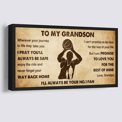 Personalized Sport Poster Canvas I'll Be Your No 1 Fan Grandpa To Grandson - Never Forget Your Way Back Home