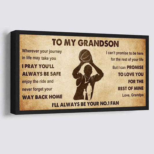 Personalized Sport Poster Canvas I'll Be Your No 1 Fan Grandpa To Grandson - Never Forget Your Way Back Home