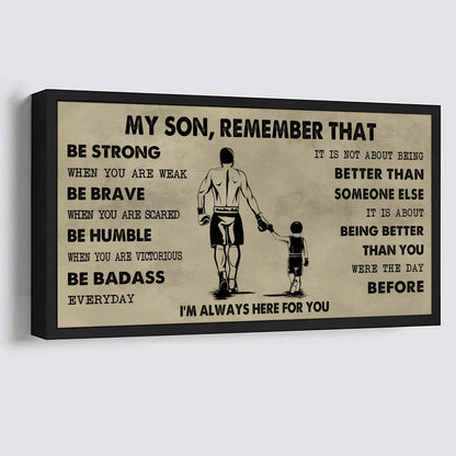 Personalized DRB Poster Canvas - My Son Remember That Be Strong When You Are Weak Be Badass Everyday