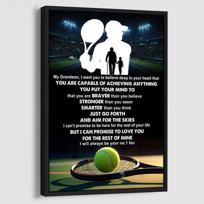 American Football Poster Canvas Grandpa To Grandson - That You Are Braver Than You Believe You Are Capable Of I Will Always Your No 1 Fan