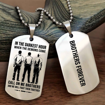 Brotherhood Dog Tag Necklace – Custom Engraved, Double-Sided Gift for Brothers