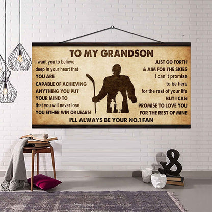 Personalized Sport Baseball Poster Canvas I'll Be Your No 1 Fan Grandma To Grandson - You Will Never Lose You Either Win Or Learn