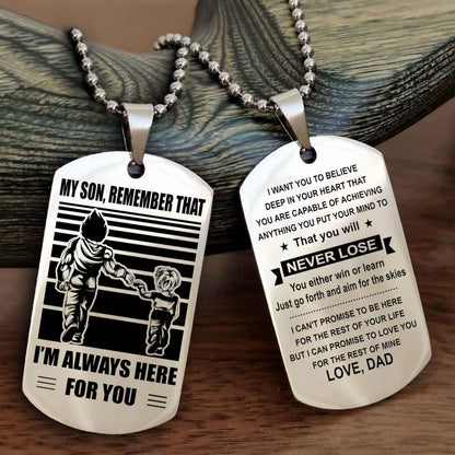 DRB Personalized Double Sided Dog Tag My Son Remember That I Will Always Here You Will Never Lose You Either Win Or Learn