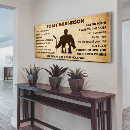 Personalized Sport Poster Canvas I'll Be Your No 1 Fan Grandma To Grandson - You Will Never Lose You Either Win Or Learn