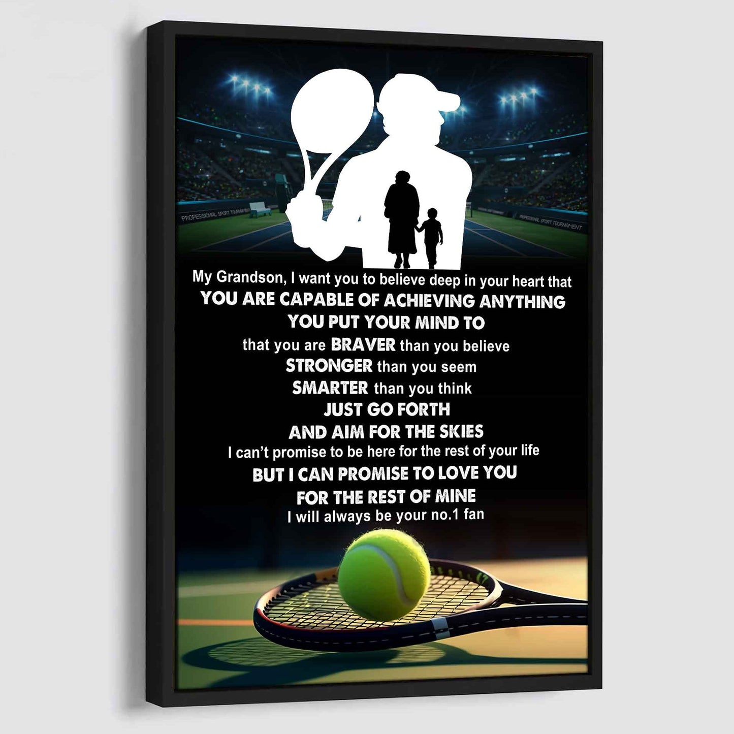 American Football Poster Canvas Grandma To Grandson - That You Are Braver Than You Believe You Are Capable Of I Will Always Your No 1 Fan