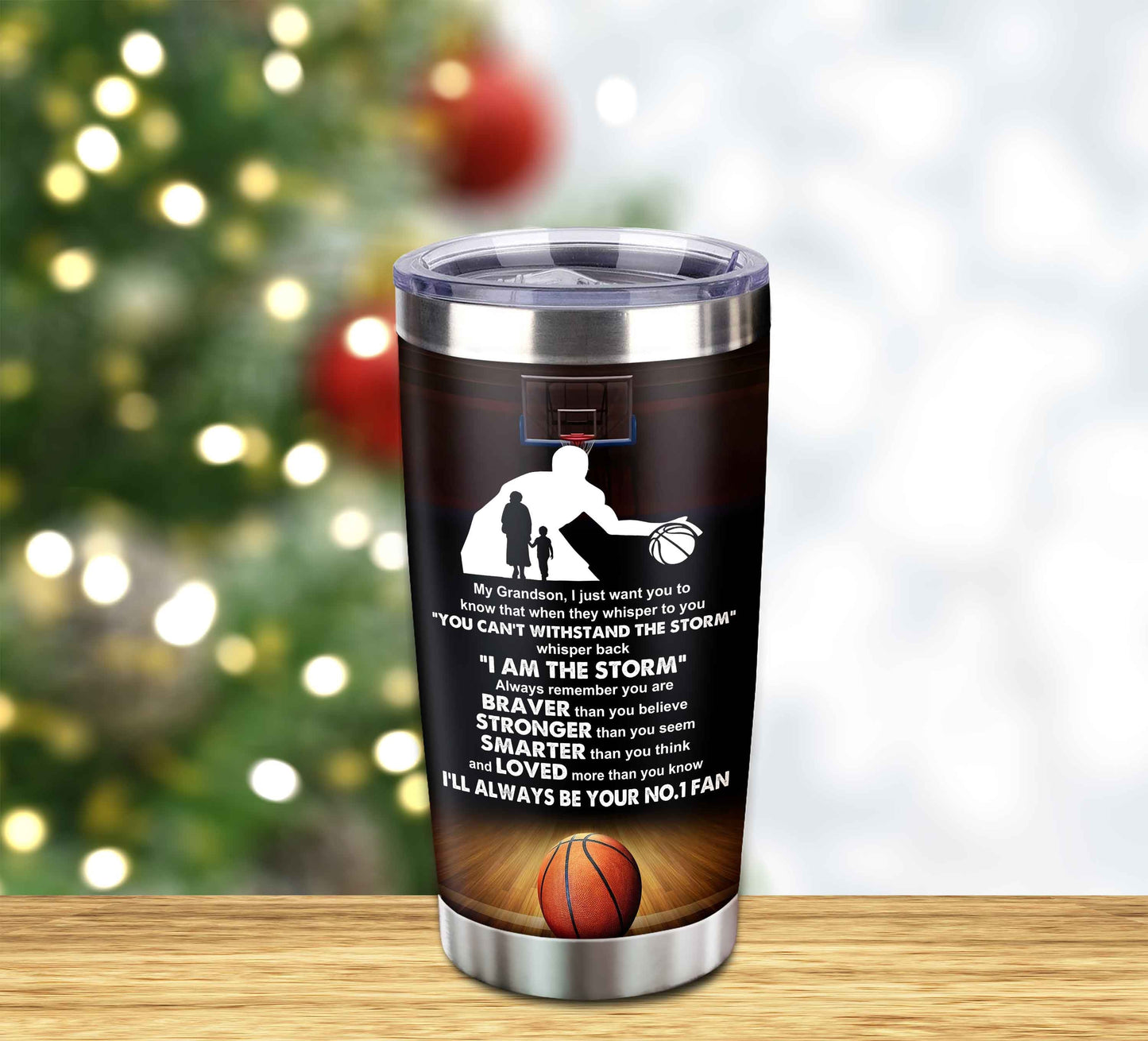 Customizable Tumbler To My Grandson With Inspriration Quotes From Grandpa And Grandma