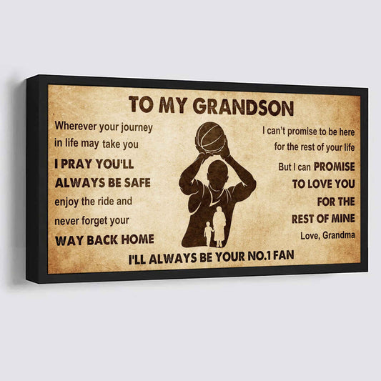 Personalized Sport Poster Canvas I'll Be Your No 1 Fan Grandma To Grandson - Never Forget Your Way Back Home