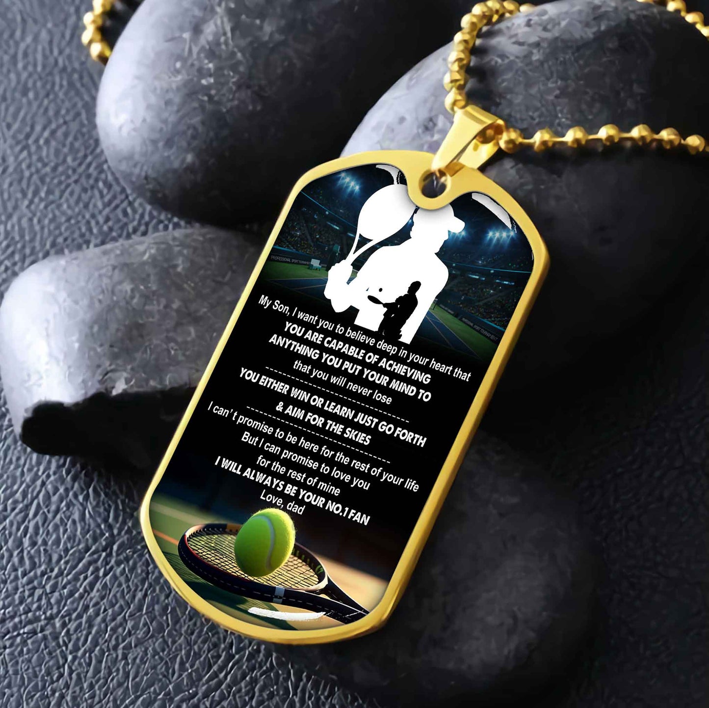 Sport Military Chain 18K Gold Plated Silver Plated To My Son From Dad Motivation Message I Will Always Be Your No 1 Fan