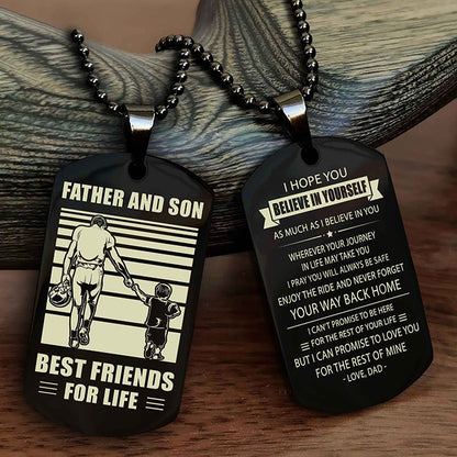 Cowboy Personalized Double Sided Dog Tag To My Son I Love You - Enjoy The Ride And Never Forget Your Way Back Home From
