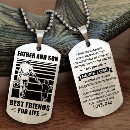 Cowboy Personalized Double Sided Dog Tag To My Son I Love You - You Will Never Lose You Either Win Or Learn From Dad To Son