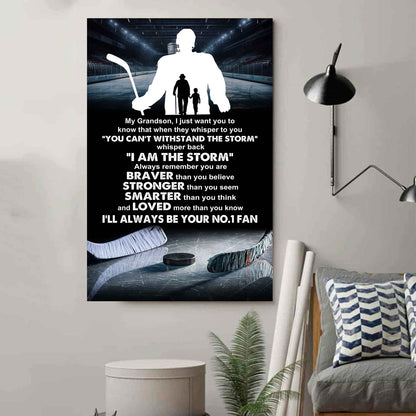 Tennis Poster Canvas Granpa To Grandson - Whisper Back I Am The Storm I Will Always Your No 1 Fan