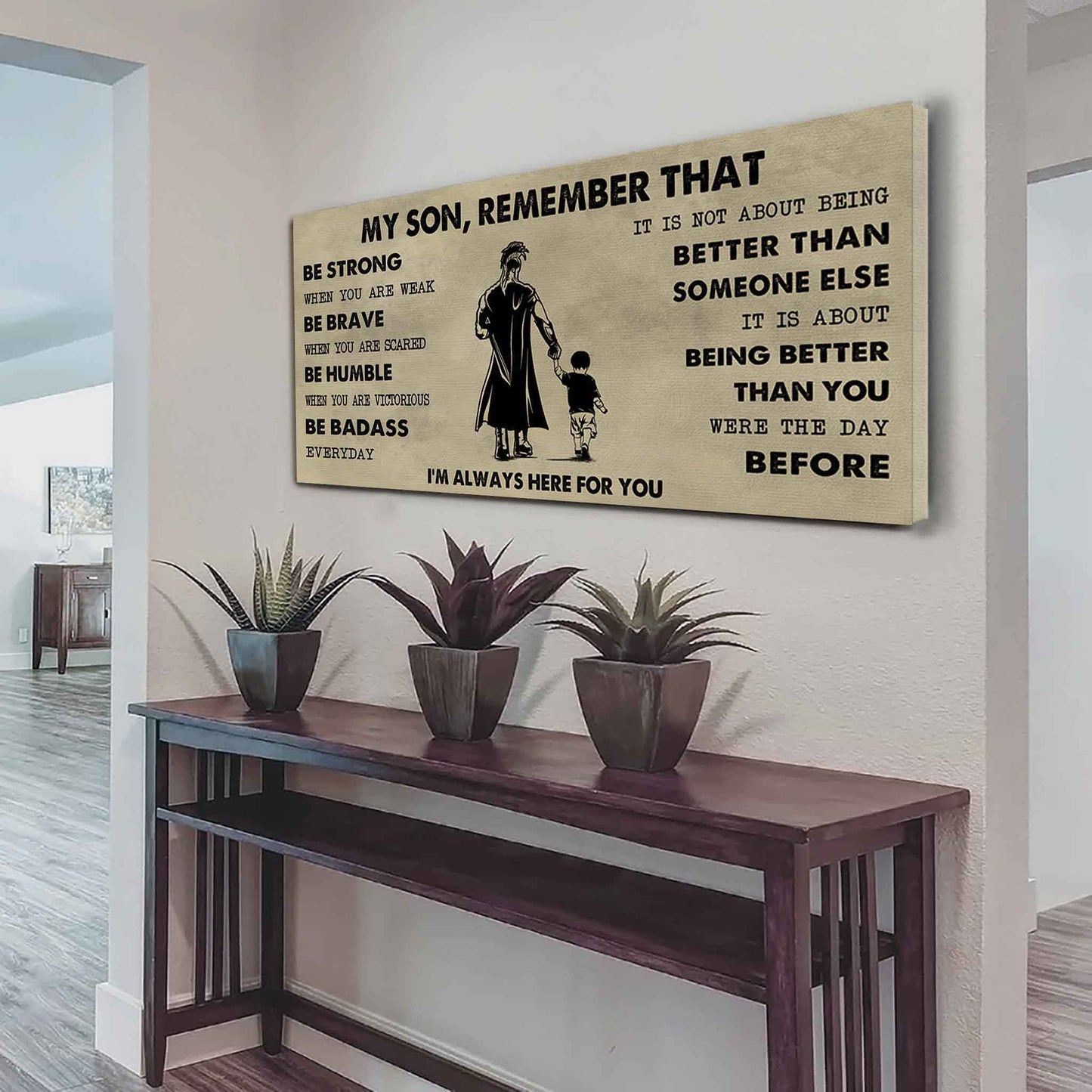 Personalized DRB Poster Canvas - My Son Remember That Be Strong When You Are Weak Be Badass Everyday