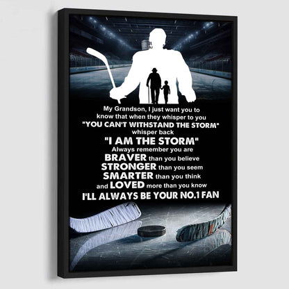 Soccer Poster Canvas Granpa To Grandson - Whisper Back I Am The Storm I Will Always Your No 1 Fan