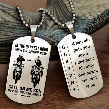 Sportbike Dog tag-When life gets you down, remember. It’s only one down, the rest is up