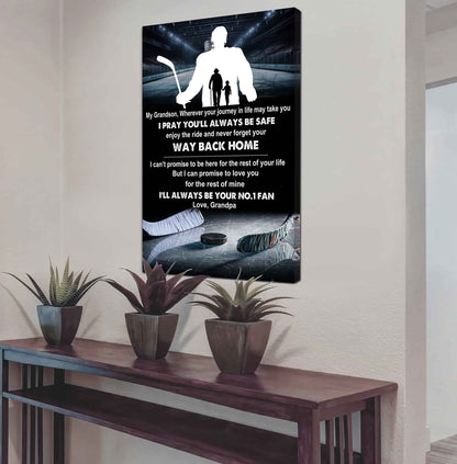 American Football Poster Canvas Grandpa To Grandson - Never Forget Your Way Back Home I Will Always Your No 1 Fan