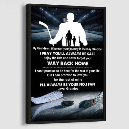 American Football Poster Canvas Grandpa To Grandson - Never Forget Your Way Back Home I Will Always Your No 1 Fan