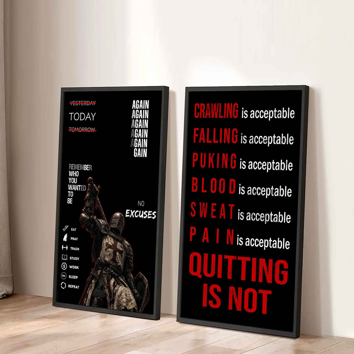 Spartan- Quiting Is Not Canvas Set Ready To Hang Gift For Your Son Your Friend