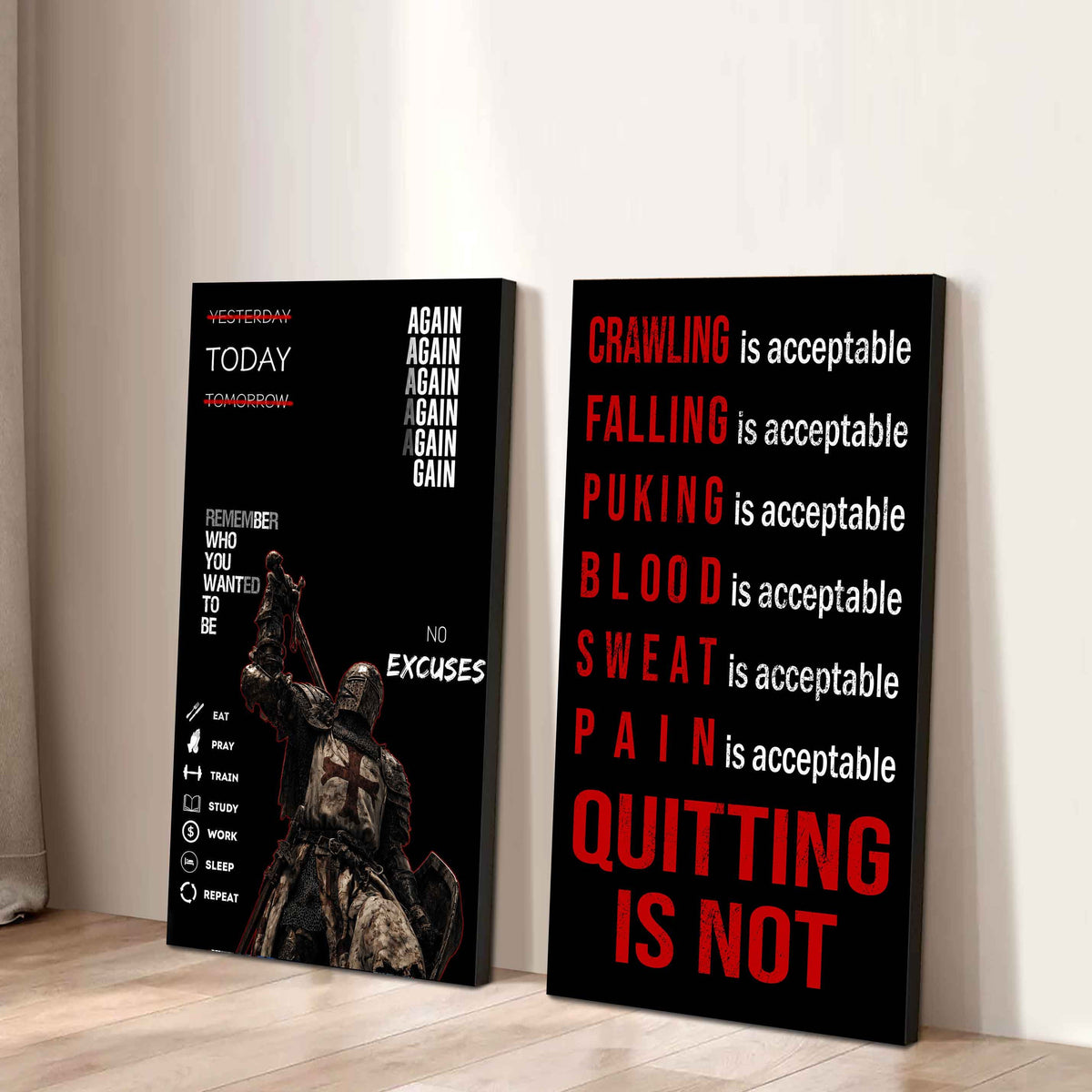 Spartan- Quiting Is Not Canvas Set Ready To Hang Gift For Your Son Your Friend